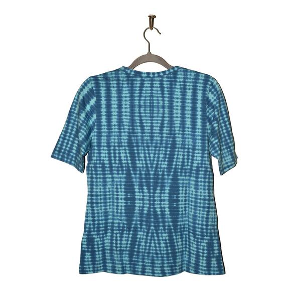 DENIM & CO. NEW $35 Printed Perfect Jersey Round Neck Elbow Sleeve Top‎ XS - Picture 2 of 3